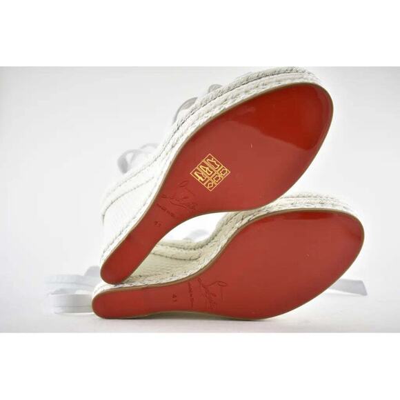 Christian Louboutin Lagoadonna 120 White Lace Up Platform Wedge Sandal Heel 41 - Picture 12 of 12